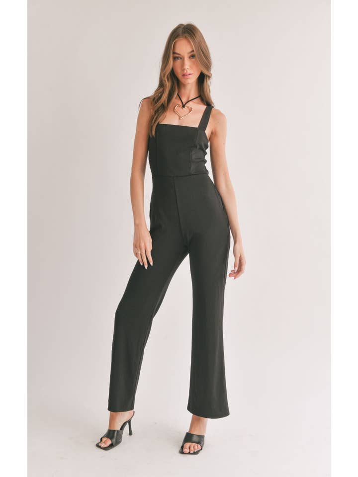 Sage The Label - Wholesale Jumpsuit - Women's - Icon Square Neck Jumpsuit: BLACK