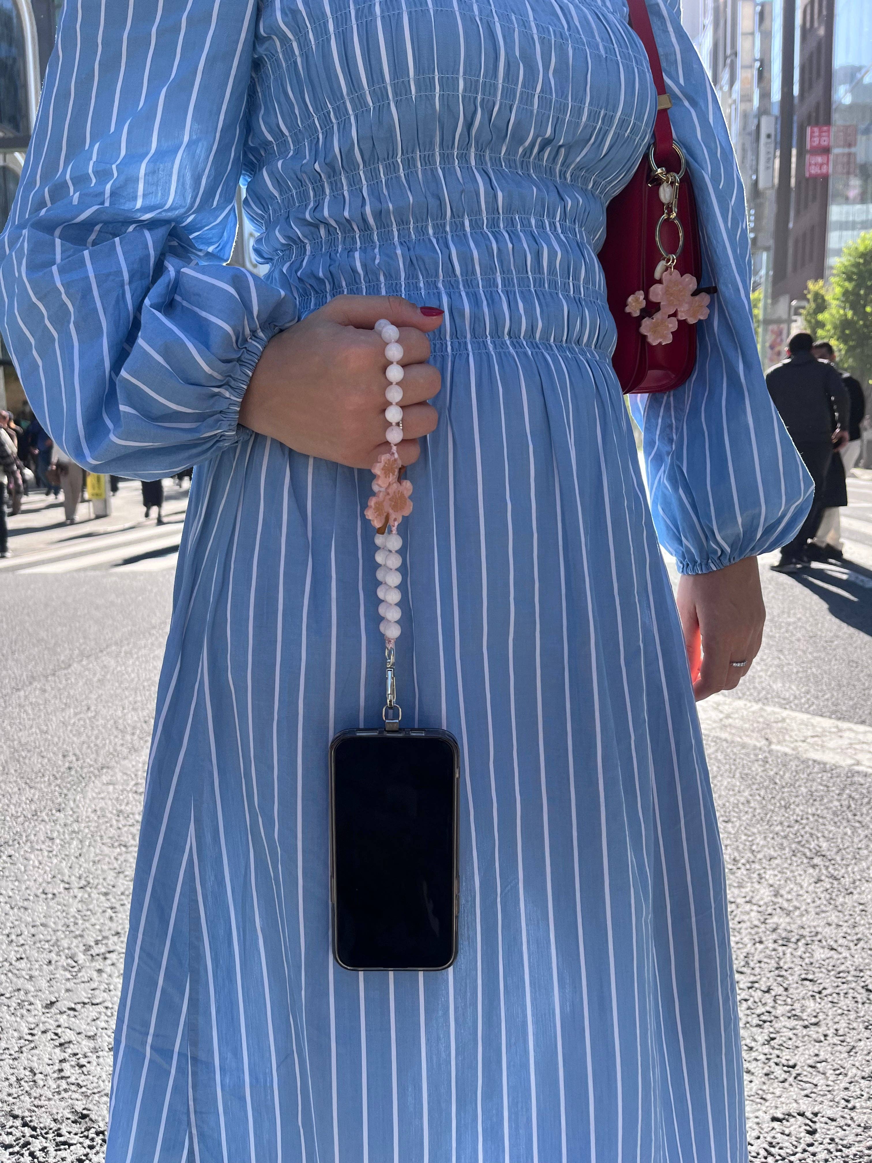 Solar Eclipse - Wholesale Phonecase Strap - Hand-painted Cherry Blossom Gemstone Bracelet Phone Chain3