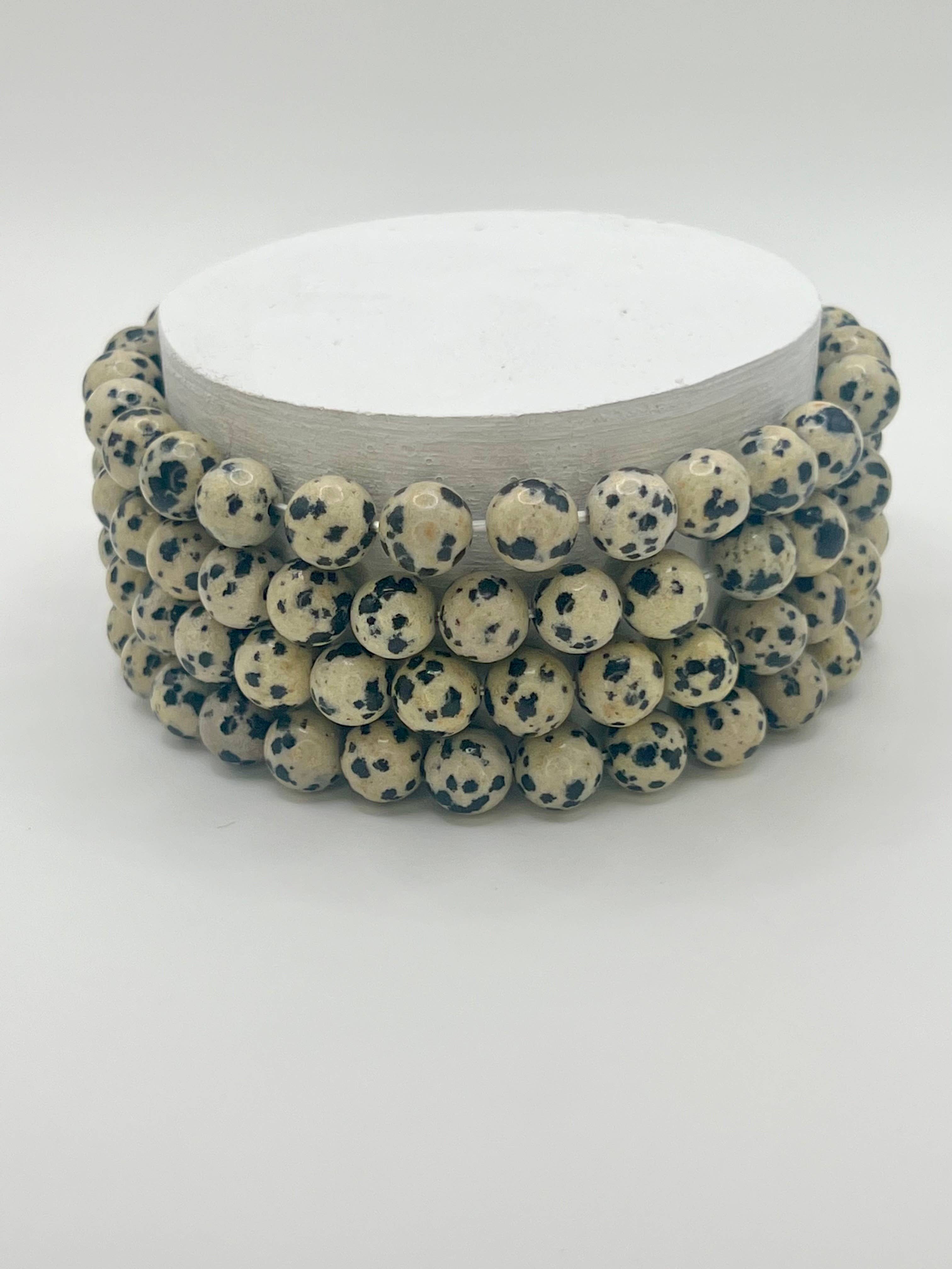 Oils and Auras - Wholesale Beaded Bracelet - Dalmatian Jasper Crystal Bracelet - 8mm Bead1