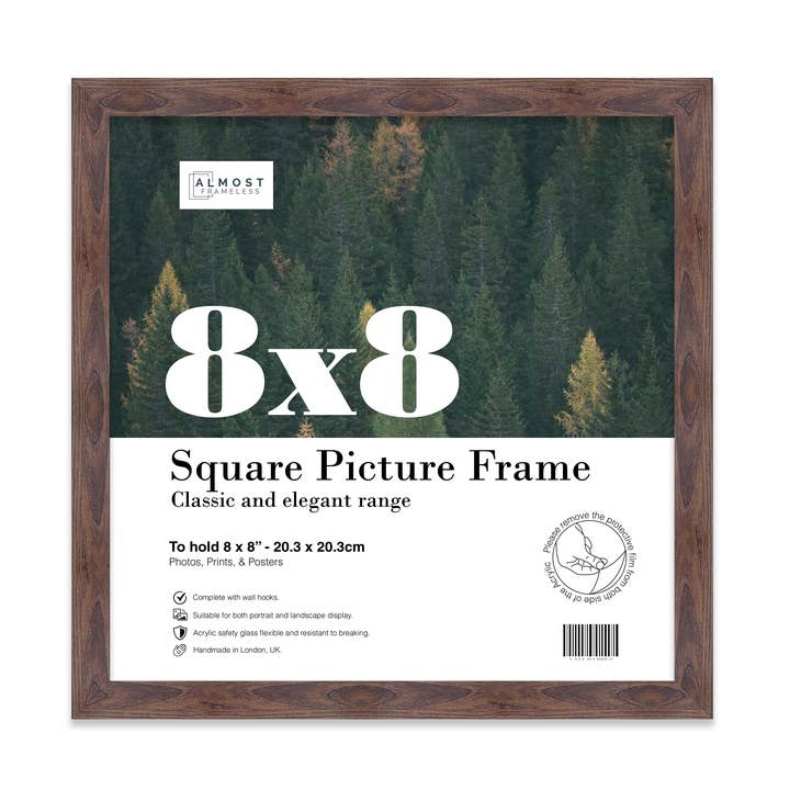 Walnut 8x8 Picture Frame for wholesale by WholesaleFrames.co.uk