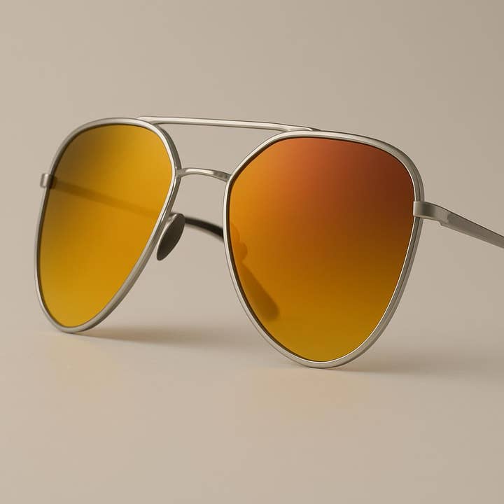 Lunettes de soleil aviator « Distressed » avec verres miroirs orange 2222-11 pour la vente par NHP International