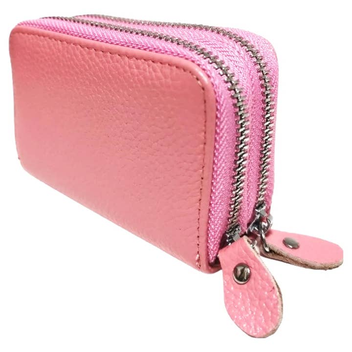 RFID Real Leather Double Zip Card Holder Coin Purse -1904 for wholesale by Superbia