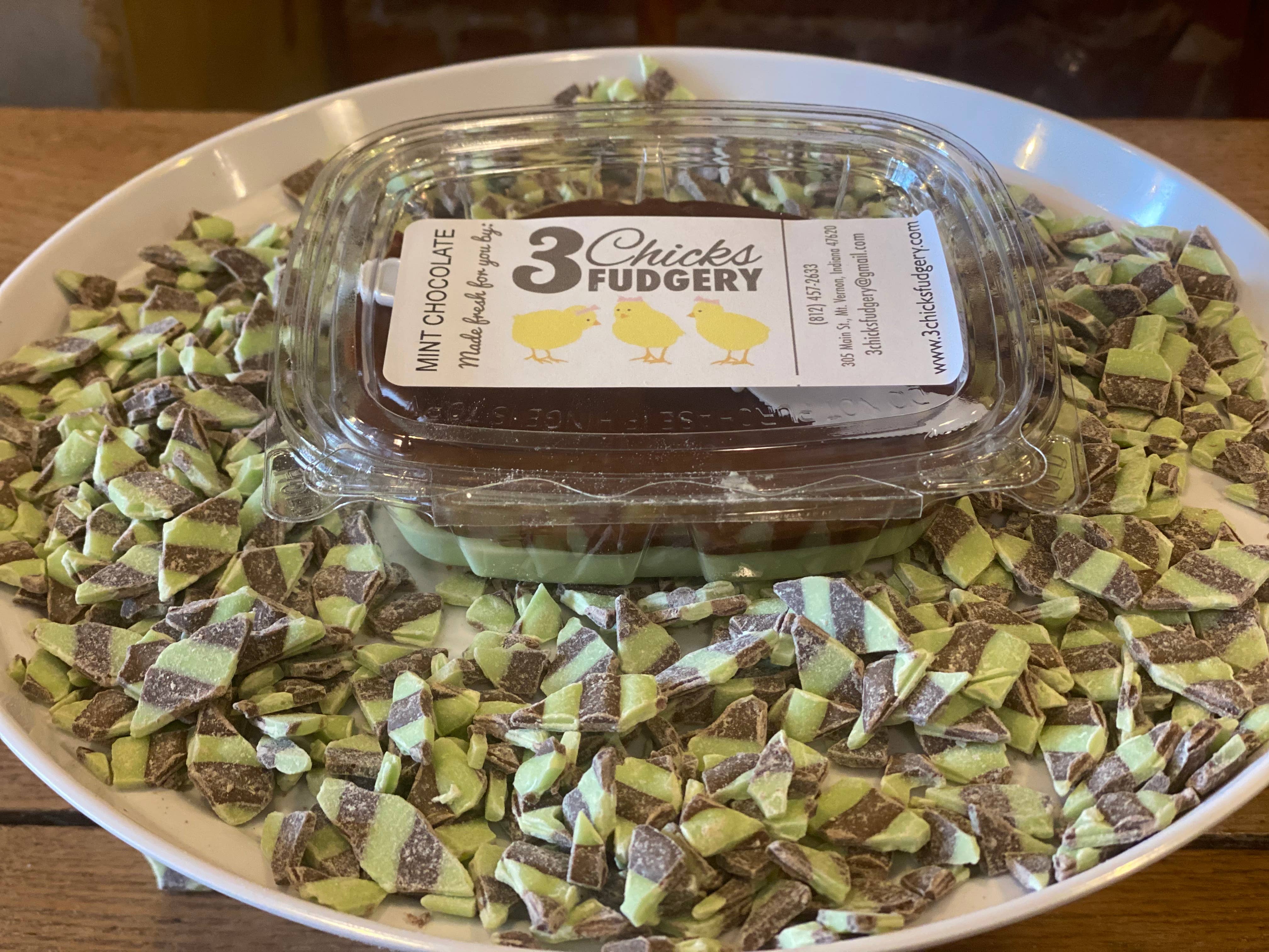 3 Chicks Fudgery - Vente Fudges - Fudge au chocolat à la menthe 1/2 livre2