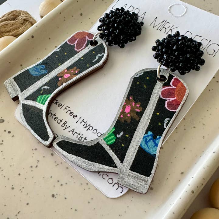 Reba Boot Earrings | Silver for wholesale by Larra Mirk Design