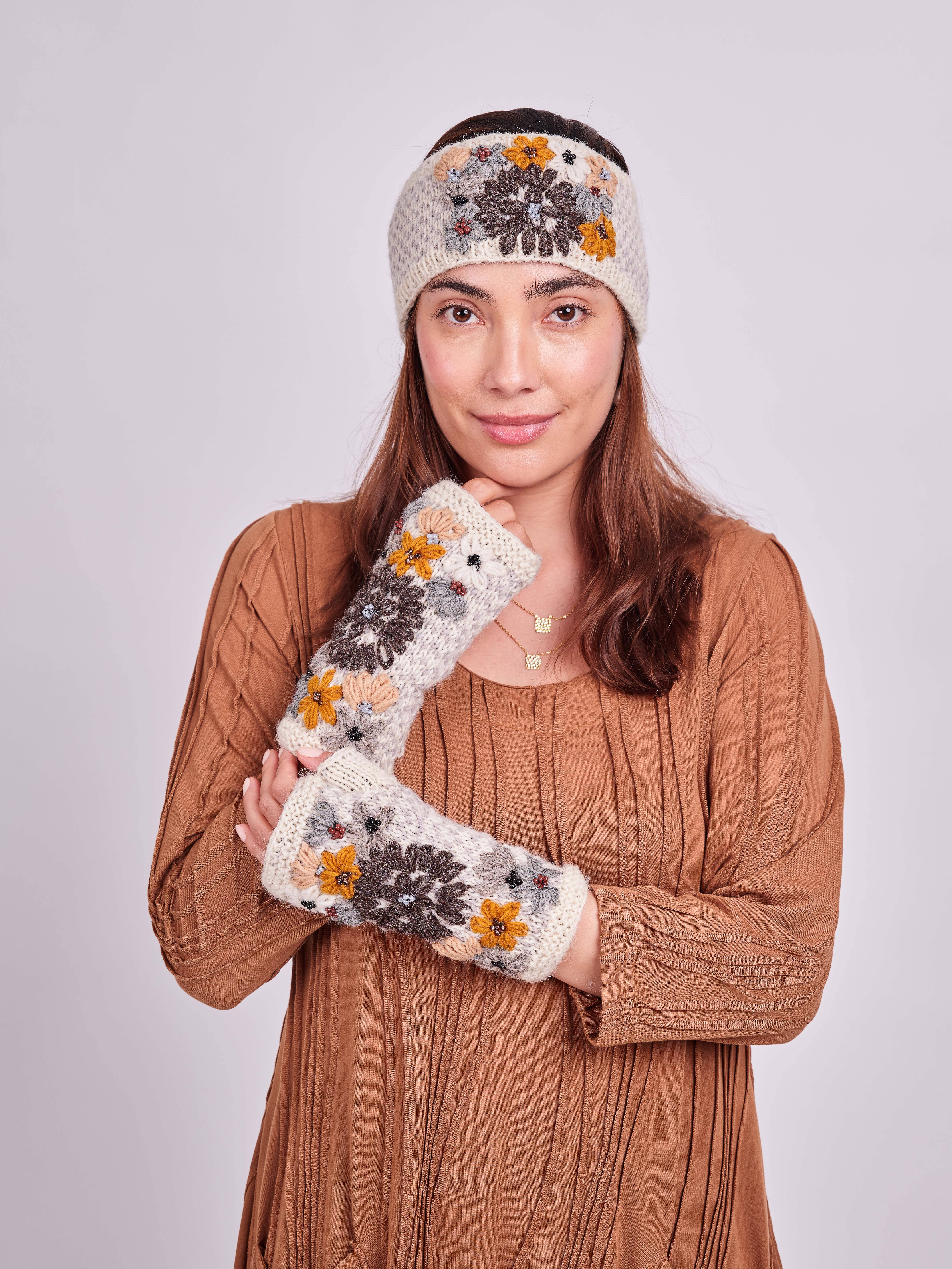 Windhorse Trading Inc - Wholesale Beanie - Women's - Embroidery Wool Beaded Floral_CP7611