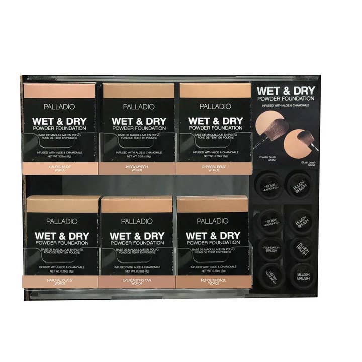 9" HERBAL WET & DRY FOUNDATION & BØRSTER - VARE # PM9WD01 for engroshandel hos Palladio Beauty
