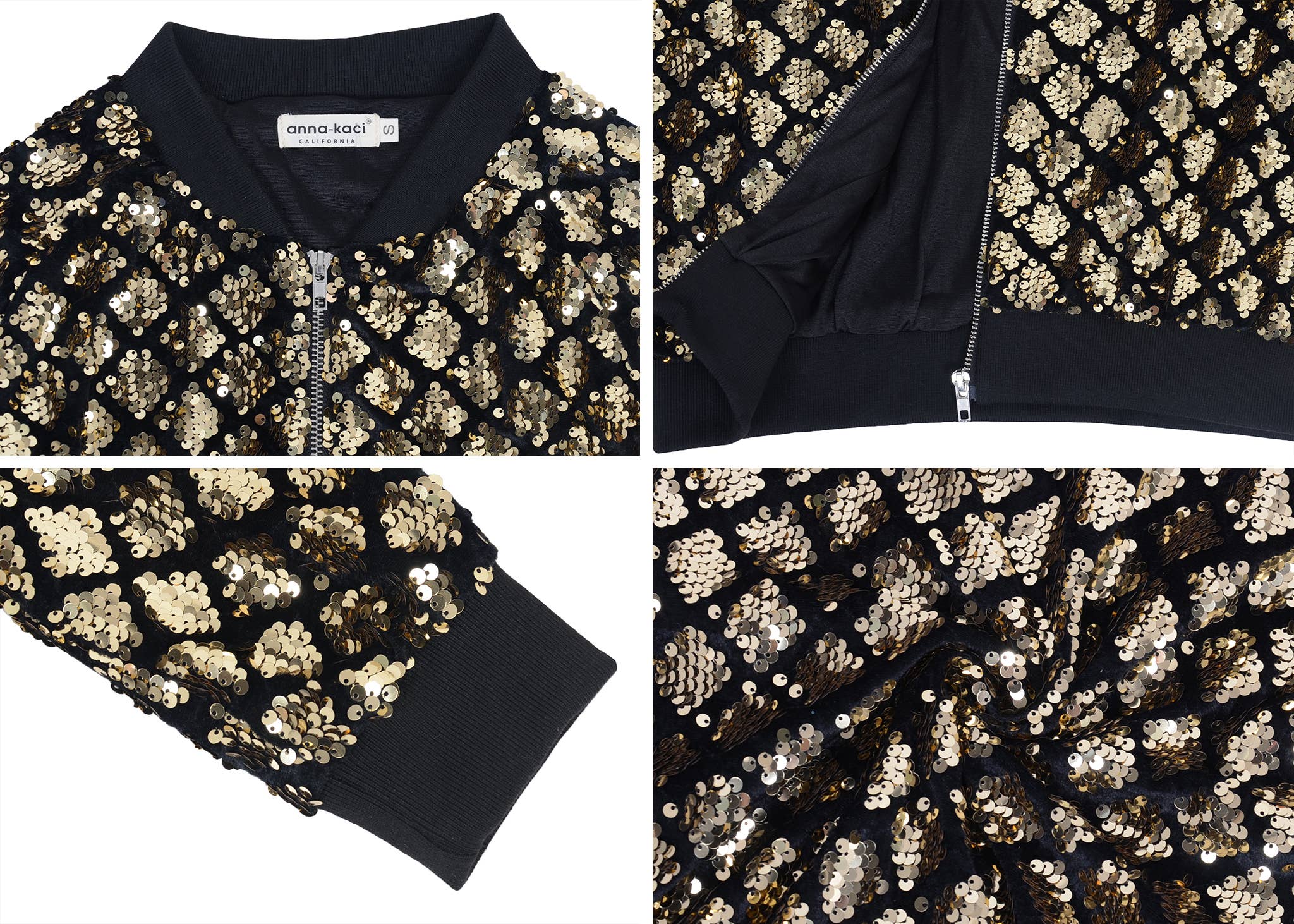 Anna Kaci Wholesale - Wholesale Varsity/Baseball Jacket - Women's - Striped Metallic Sequin Varsity Jacket78