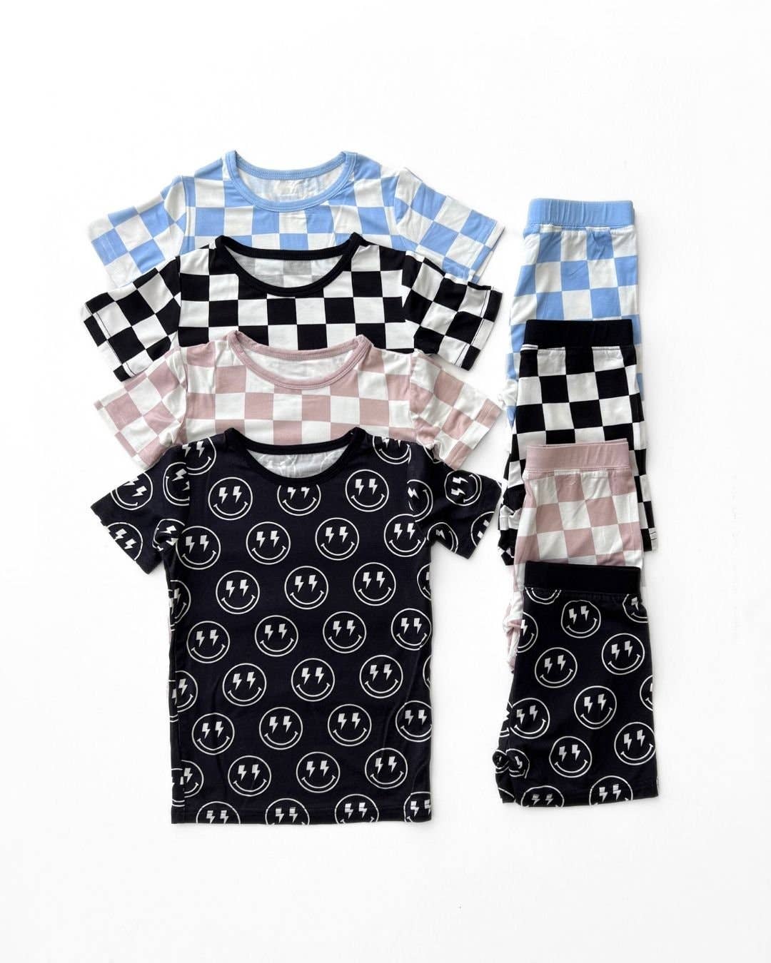 Lucky Panda Kids - Wholesale Sleepwear Set - Kids - Bamboo Two Piece Baby Clothing Shorts Set | Black Checkered7