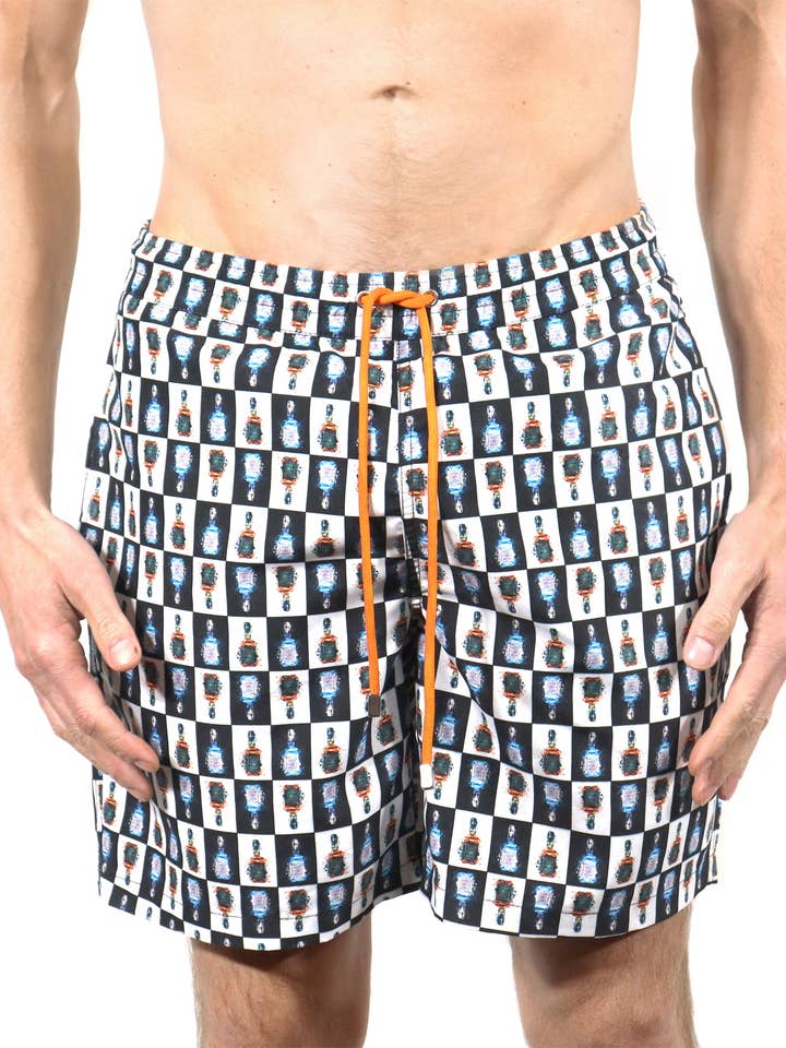 Zwemshorts met whiskyflessenprint voor wholesale door Luchiano Visconti