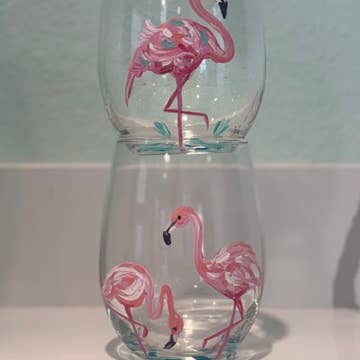 Paula Freeman Art - Vente Verres à vin - Verre à vin peint à la main TROPICAL SET – Verrerie côtière6