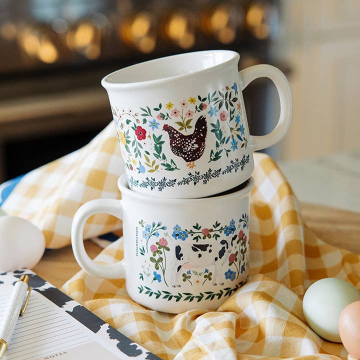 Paper Farm Press - Wholesale Coffee Mug - Milk Cows Folk Floral Mug3