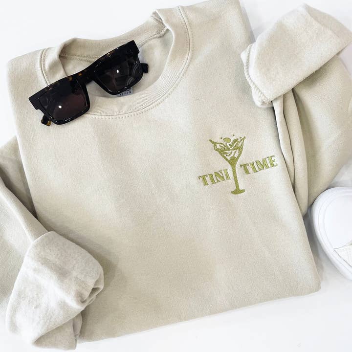 Embroidered Espresso Martini "Tini Time" Sweatshirt for wholesale by Up2ournecksinfabric