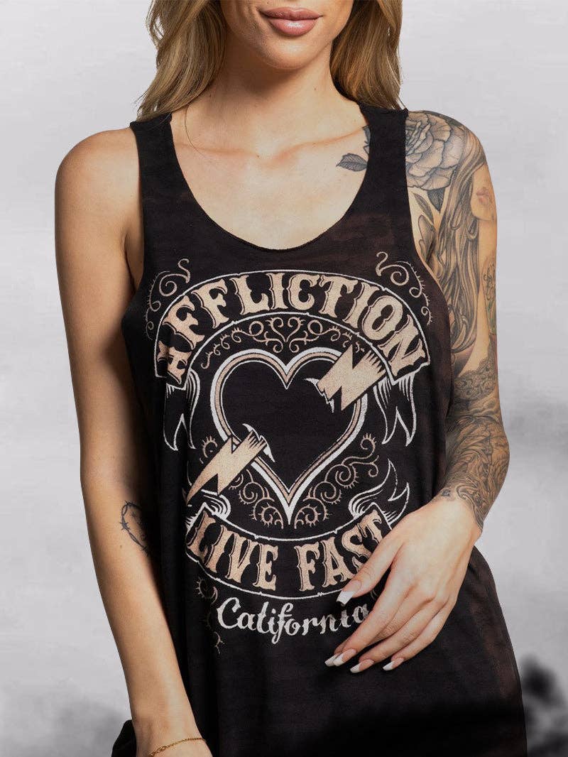 Black Affliction Live Fast Printed Tank Top for wholesale on Faire0