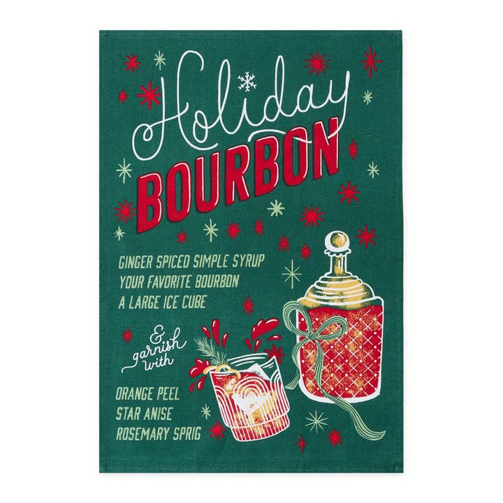 Design Imports - Wholesale Tea Towel - Holiday Burbon Printed Floursack Dishtowel1