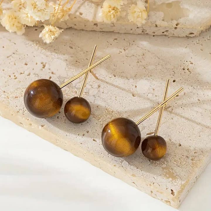 Huis Van Merken - Wholesale Dangle Earrings - Resin Stud Earrings - Taupe Mocha Geometric Fashion4