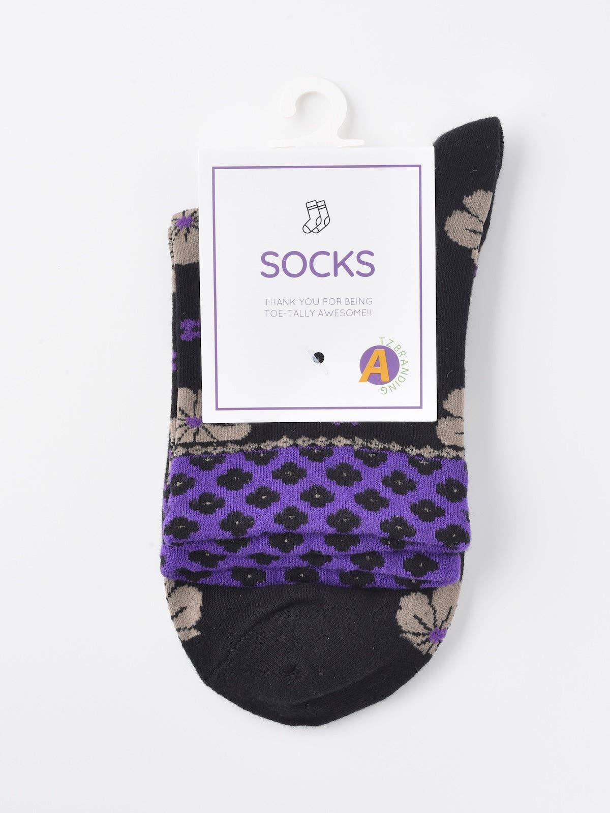 Funkyrel® Atzbranding Limited - Wholesale Socks - Women's - Rufia - Colorful Floral Pattern Mid-Calf Socks0