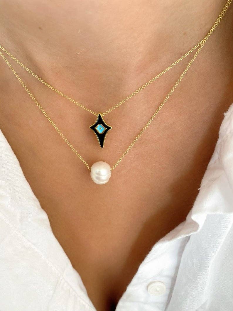 Christina Christi - Wholesale Pendant/Charm Necklace - Cross Evil Eye Necklace - Freshwater Pearl Necklace1
