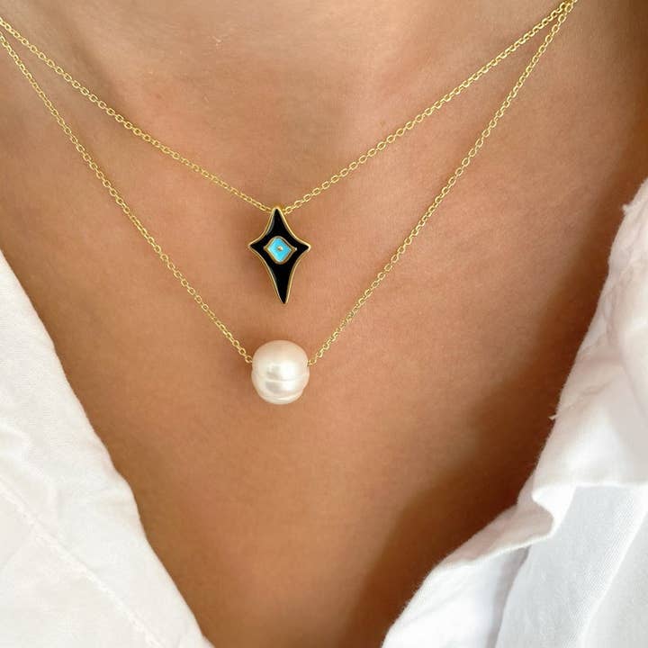 Christina Christi - Wholesale Pendant/Charm Necklace - Cross Evil Eye Necklace - Freshwater Pearl Necklace1