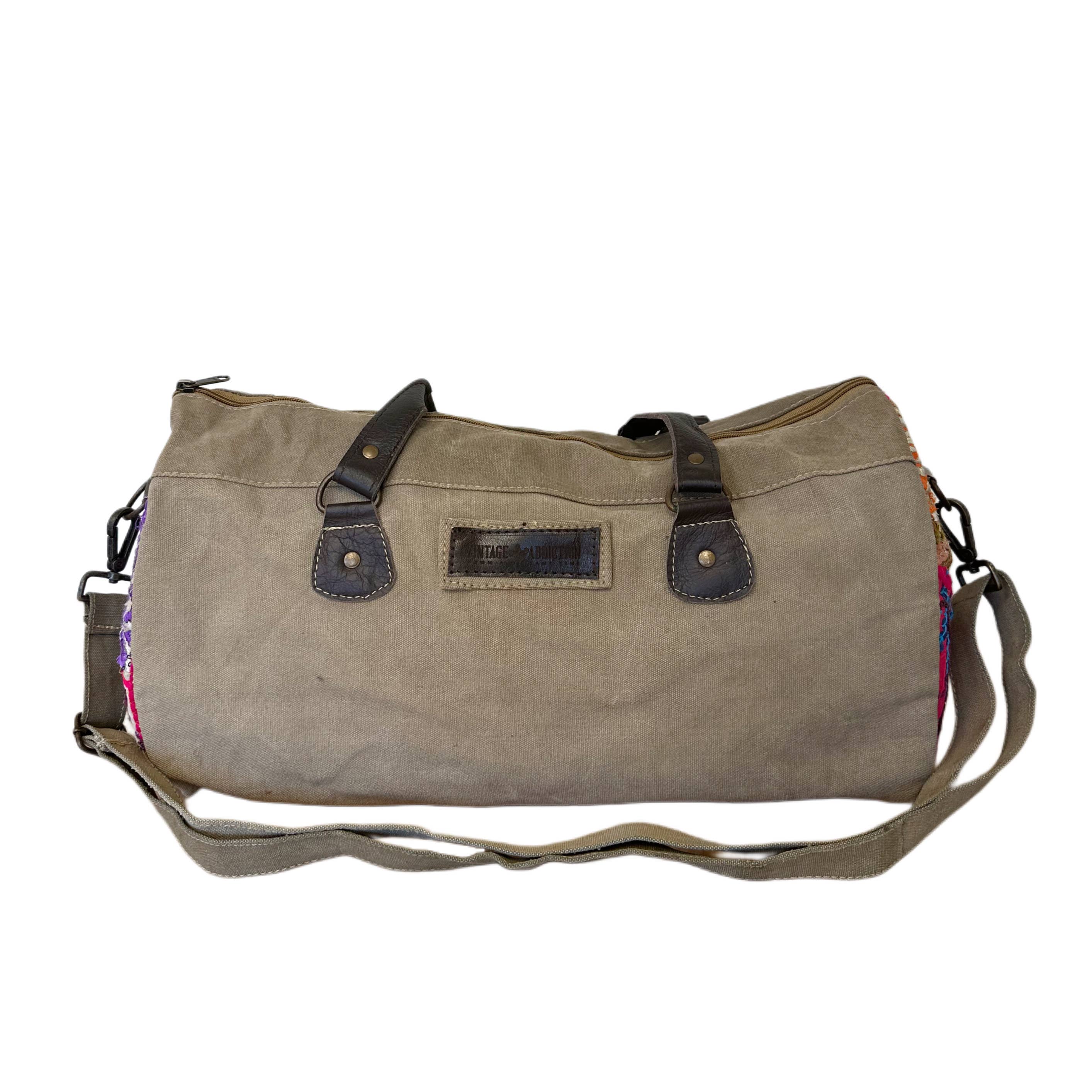 Vintage Addiction - Wholesale Weekender Bag - Women's - Military Tent Overnight/Crossbody Bag w/Vintage Textiles-064