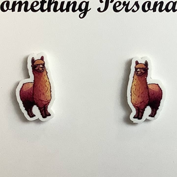 Pinky the Alpaca Earrings for wholesale by Something Personal