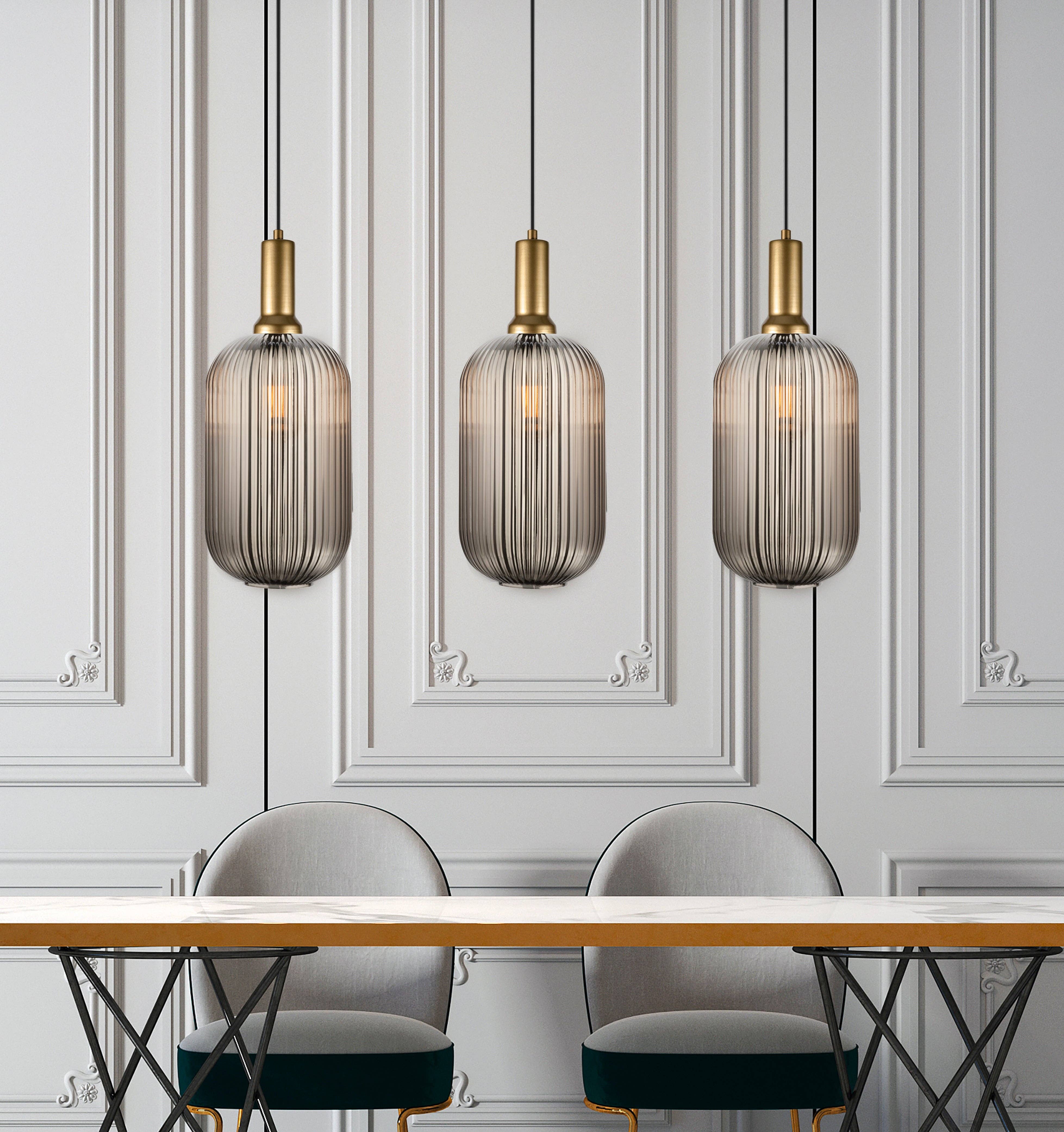 Eclipse Lighting - Wholesale Chandelier/Hanging Light - Linear Canopy Ribbed Glass Clear Multi Pendant Lighting Staircase, Custom Ribbed Glass Pendant Lighting, Multi Lighting for Stairwell Long Chandelier21