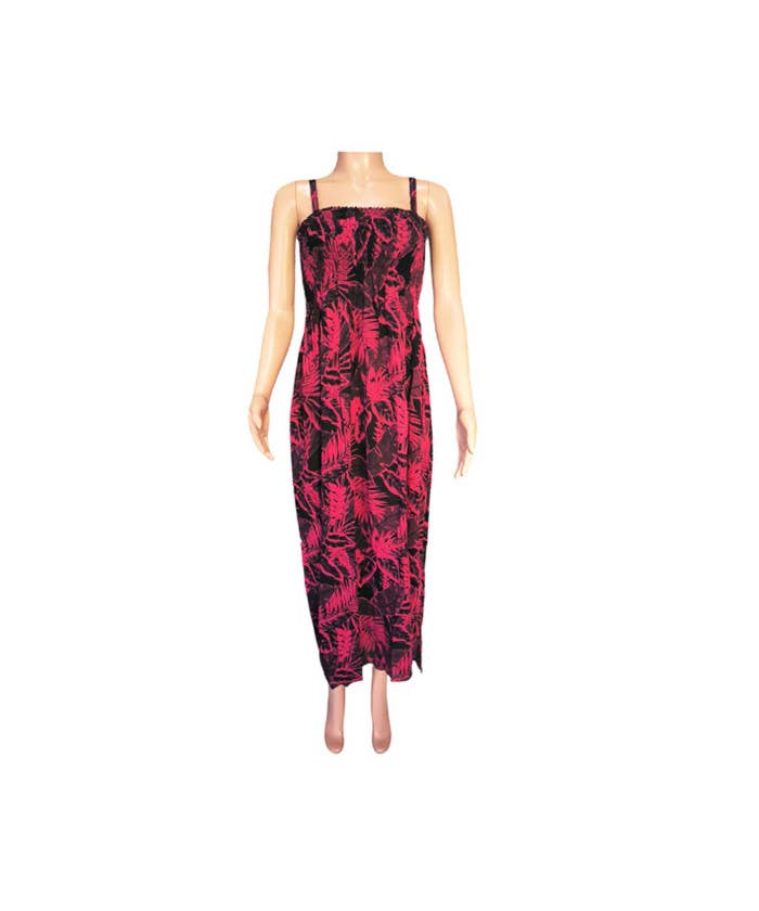 DK Hawaii - Wholesale Dress - Women's - Tropical Floral and Leaves Print Maxi Beach Dress1