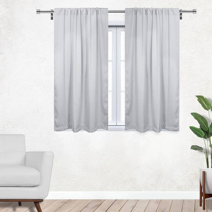 42 X 45 Inch Blackout Polyester Curtains with Rod Pocket Grayish White - 2 Panels for wholesale by YOUR CHAIR COVERS