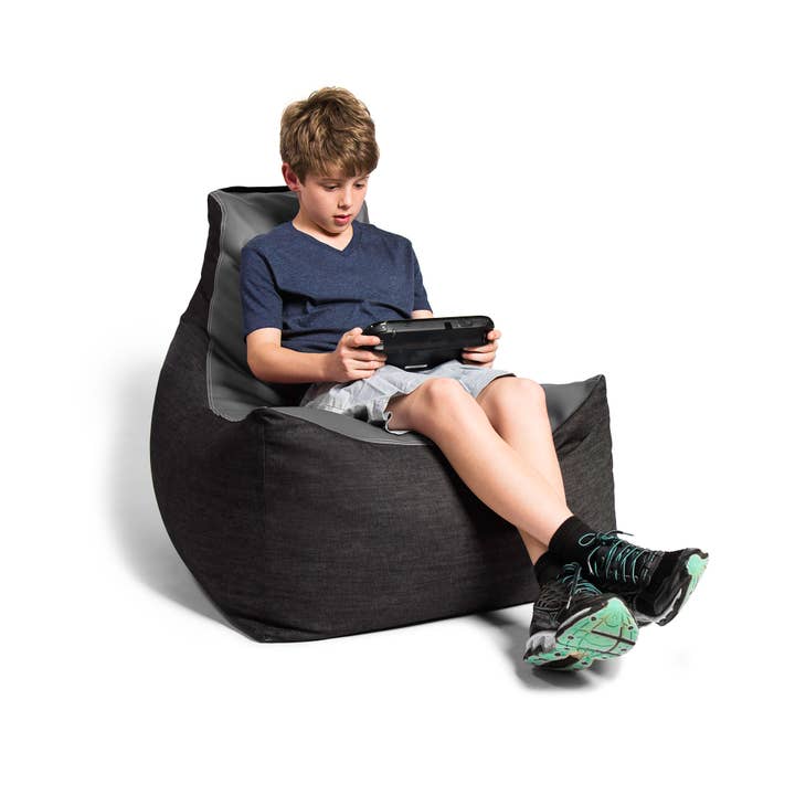 LuvU - Wholesale Chair - Jaxx Pixel Gamer Bean Bag Chair, Premium Vinyl / Dark Denim77