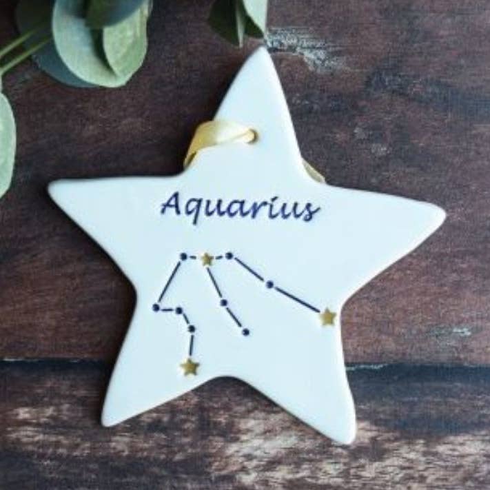 Birthday -Aquarius Star Constellation -Handmade ceramic star for wholesale by Broadlands Pottery