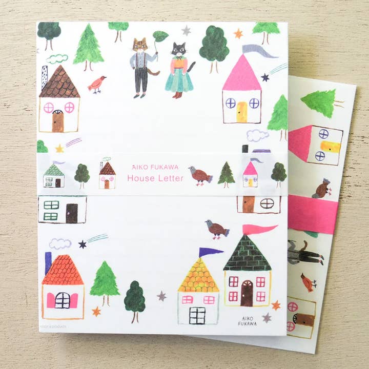 「FUNJI」In Japan - Wholesale Stationery/Notecard Set - Aiko Fukawa House Letter Set – Japanese Mino Washi0