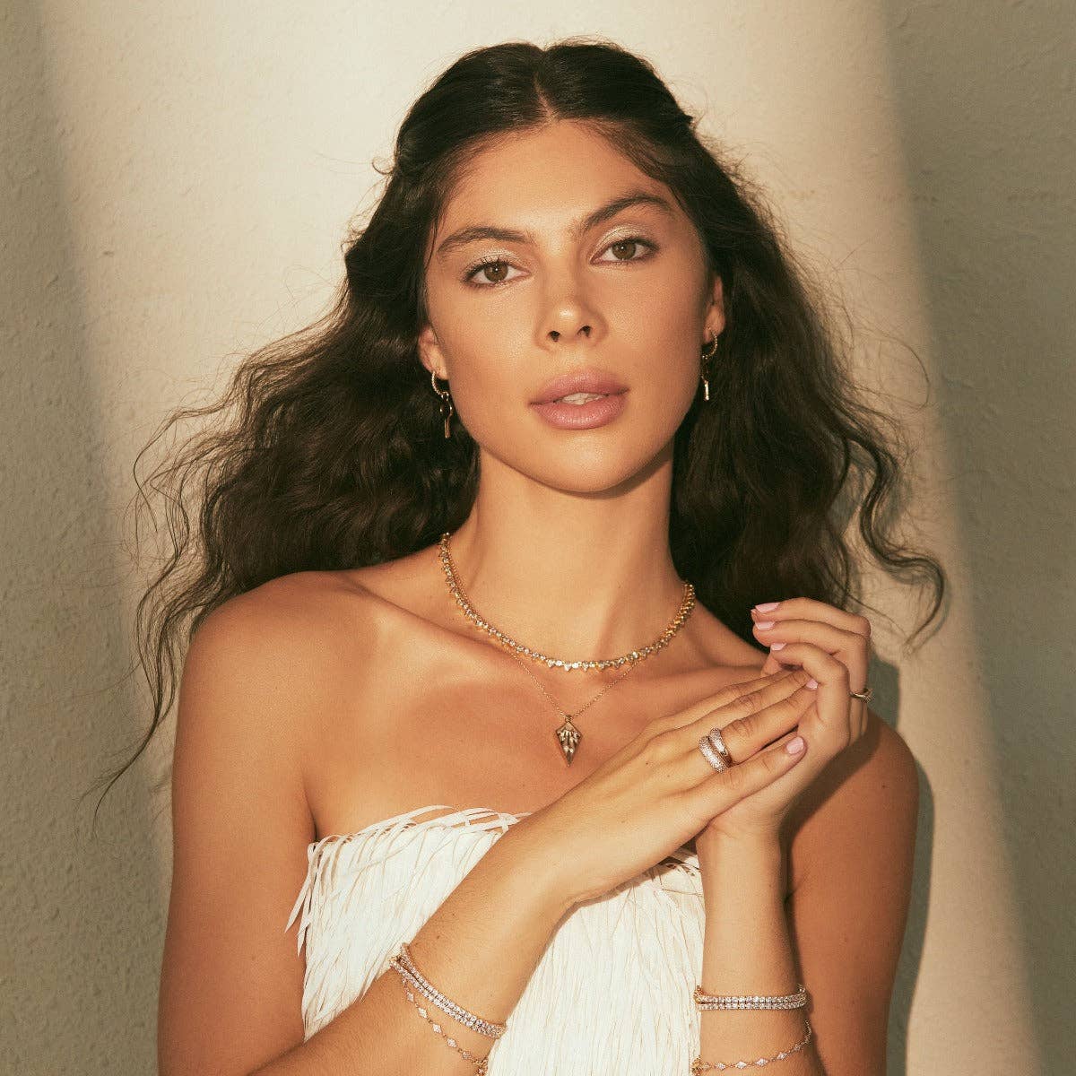 Elizabeth Stone Jewelry - Wholesale Schakelketting - Teardrop tennishalsketting - helder/goud - 15.5 inch3