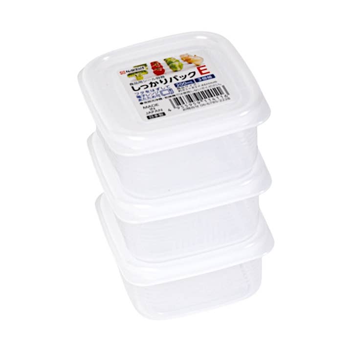 3" Square Clear Plastic Food Container 3 Piece Pack JP (10/150) for wholesale by Urban Tokyo