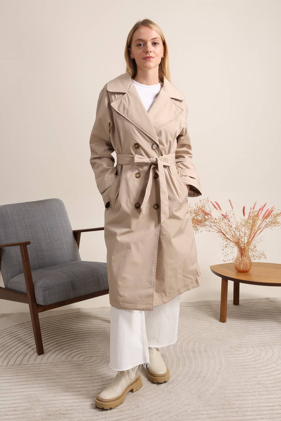 Attrait Paris – wholesale Trench coat – Women’s – Long waterproof trench coat with light padding8