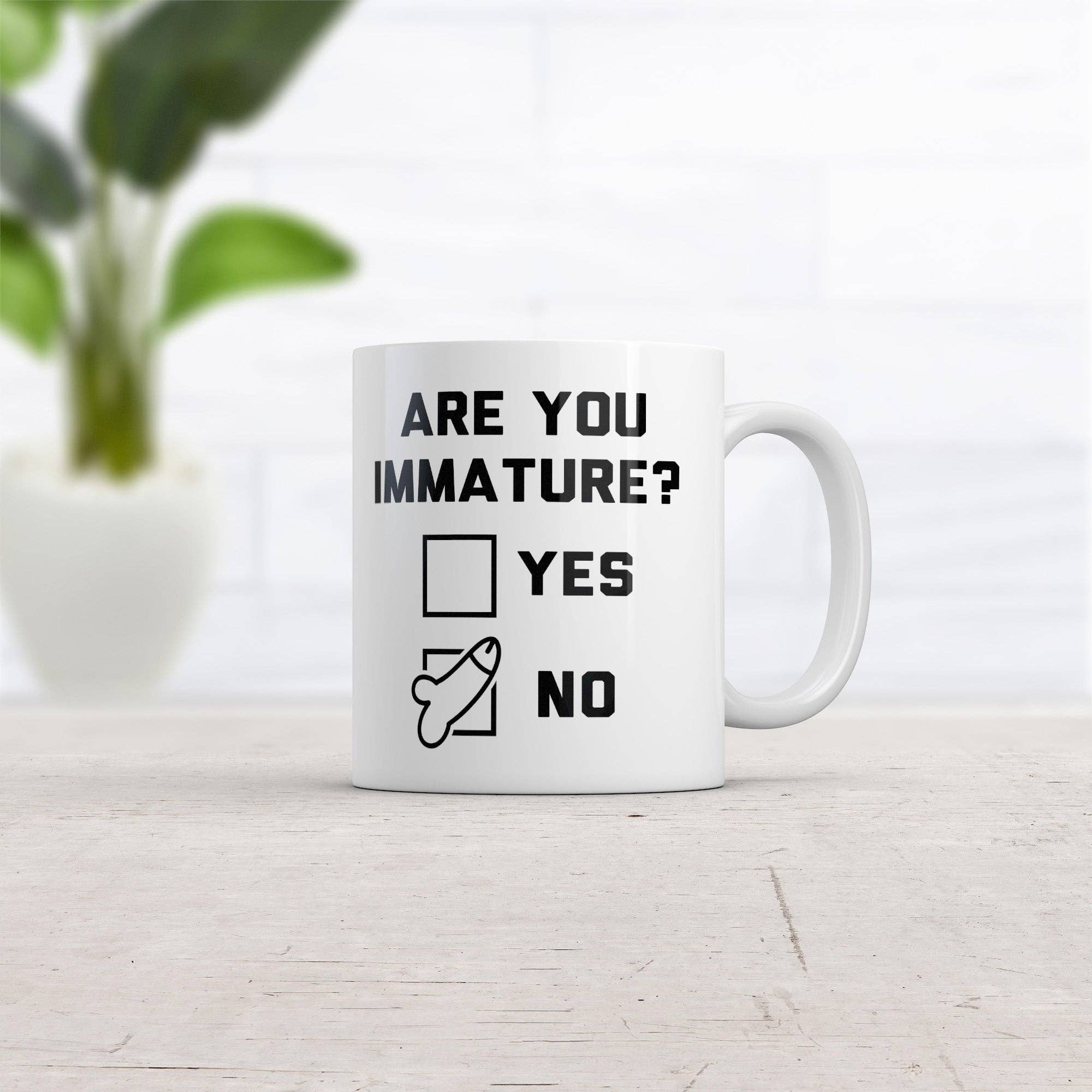 White Are You Immature Mug for wholesale on Faire1