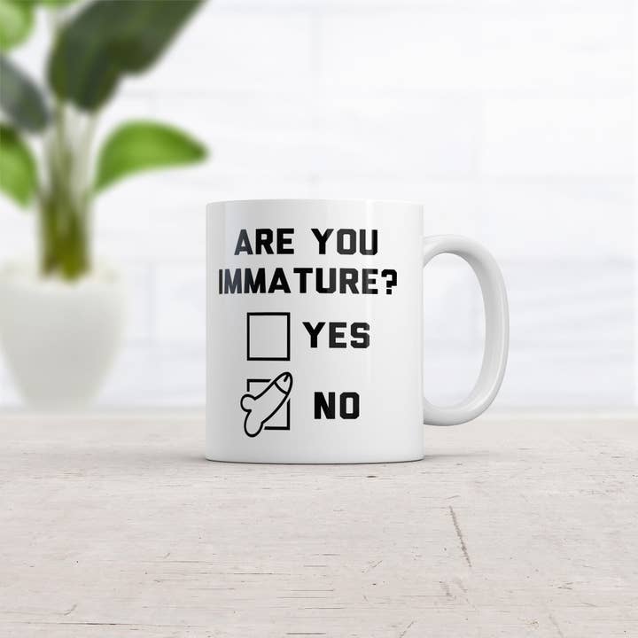 White Are You Immature Mug for wholesale on Faire1