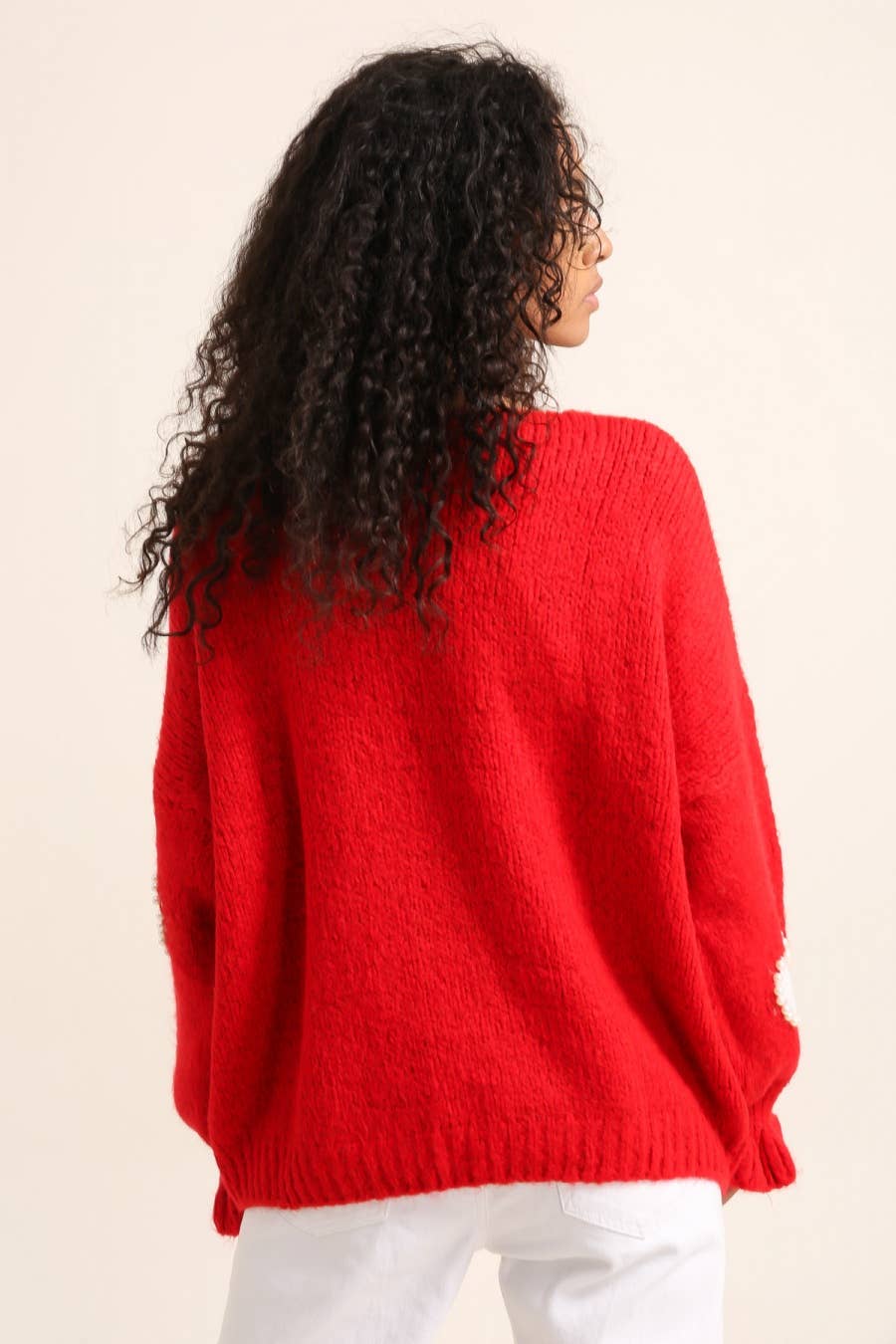 LÉA & LUC – wholesale Pullovertröja - Dam – Tröja med hjärtmönster och pärlor, V-ringad, dam38