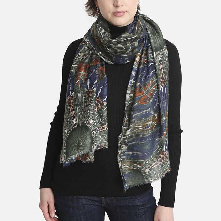 Micheola Luxe – Engroshandel Tørklæde - Dame – Mode Fjer Print Skinny Tørklæde