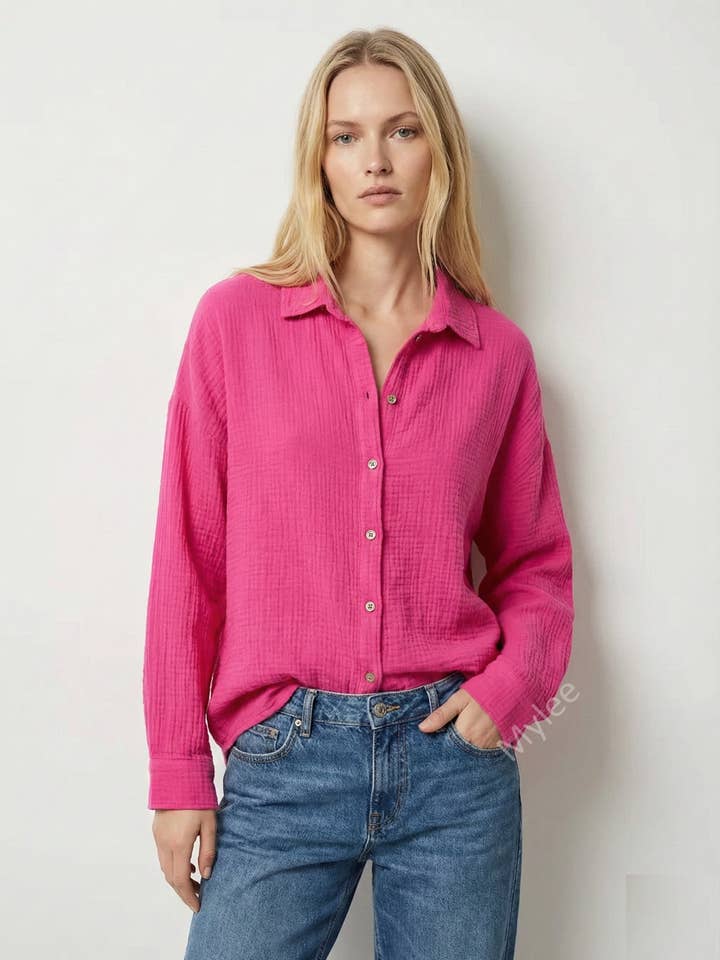 Chemise en gaz de coton uni @10787_ChGazUni pour la vente par Mimi & Gogo