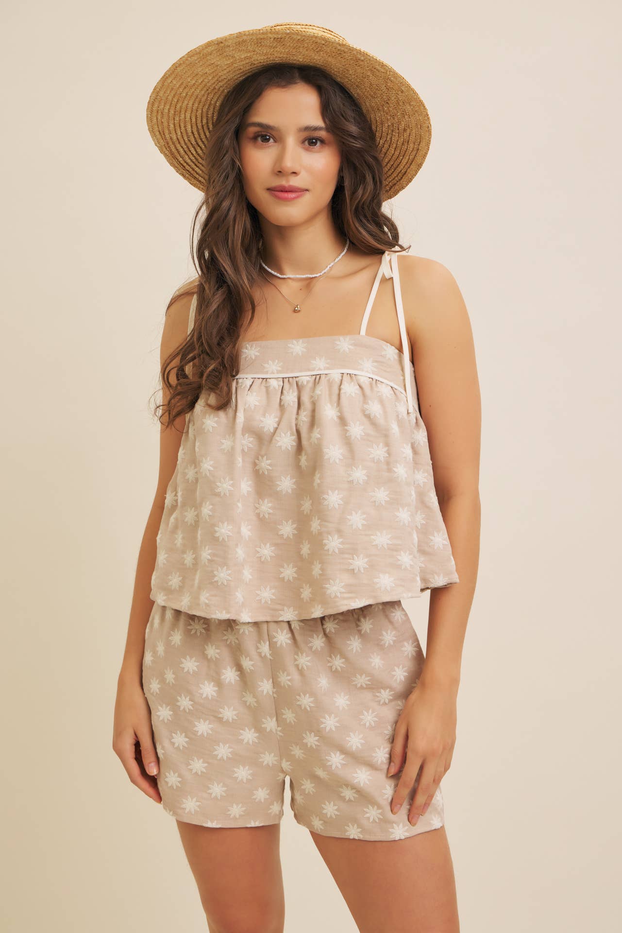 in february - Wholesale Blouse - Women's - PLAYFUL EMBROIDERED FLARE FLARE TANK TOP WITH BOW STRAPS2