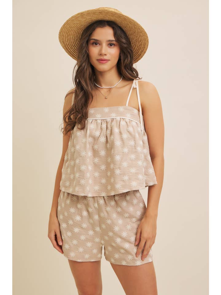 in february - Wholesale Blouse - Women's - PLAYFUL EMBROIDERED FLARE FLARE TANK TOP WITH BOW STRAPS2