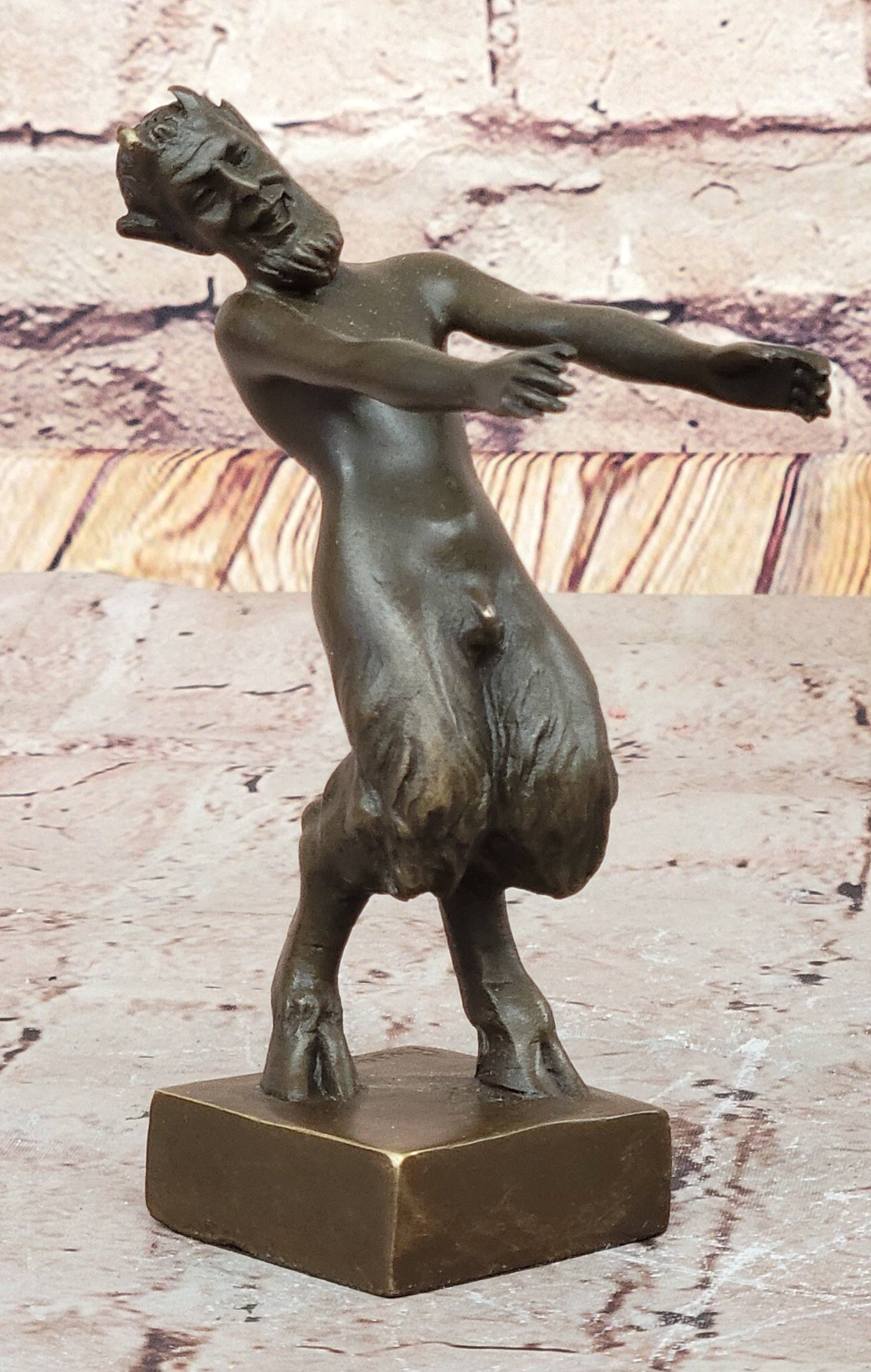 Bronzhaus - Wholesale Sculpture - Greek Faun Satyr & Nymph Girl Erotic Nude Bronze Bookend Sculpture Figures7