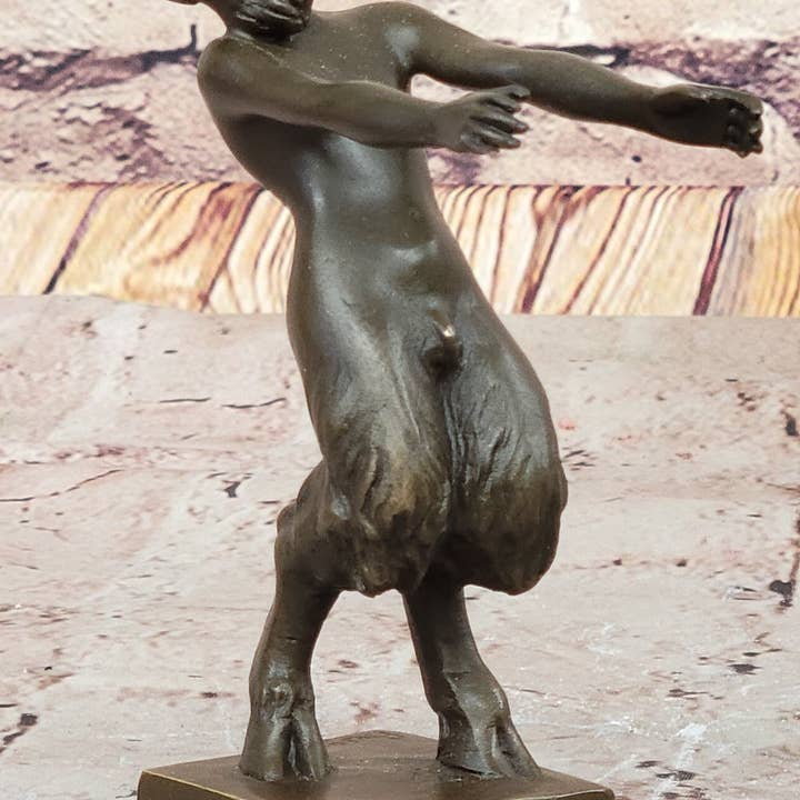 Bronzhaus - Wholesale Sculpture - Greek Faun Satyr & Nymph Girl Erotic Nude Bronze Bookend Sculpture Figures7