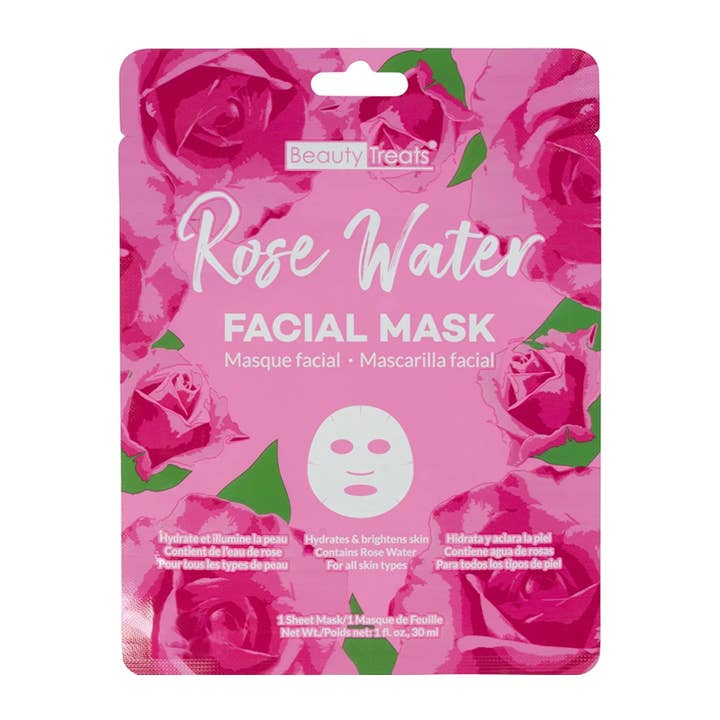 PINEAPPLE Beauty - Wholesale Skincare Face Mask - Beauty Treats 227 Rose Water Facial Mask Sheet - 24pc