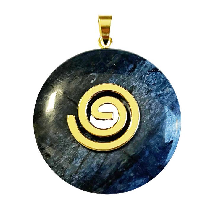 France Mineraux - Wholesale Individual Charm/Pendant - Dumortierite Pendant - Chinese PI or Donut 40mm