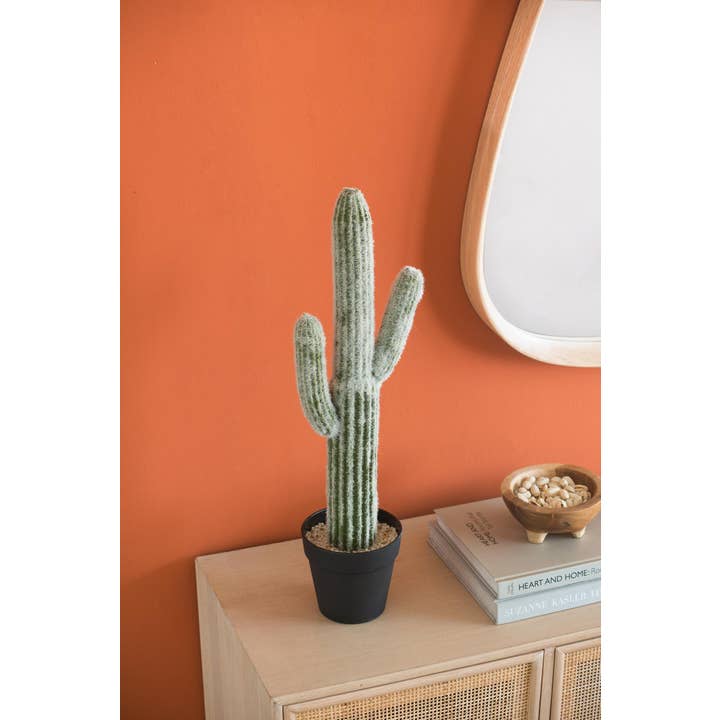 A&B Home Group Inc. - Wholesale Artificial Plant - 8x5x24.5"H Potted Faux Saguaro Cactus - White/Green1