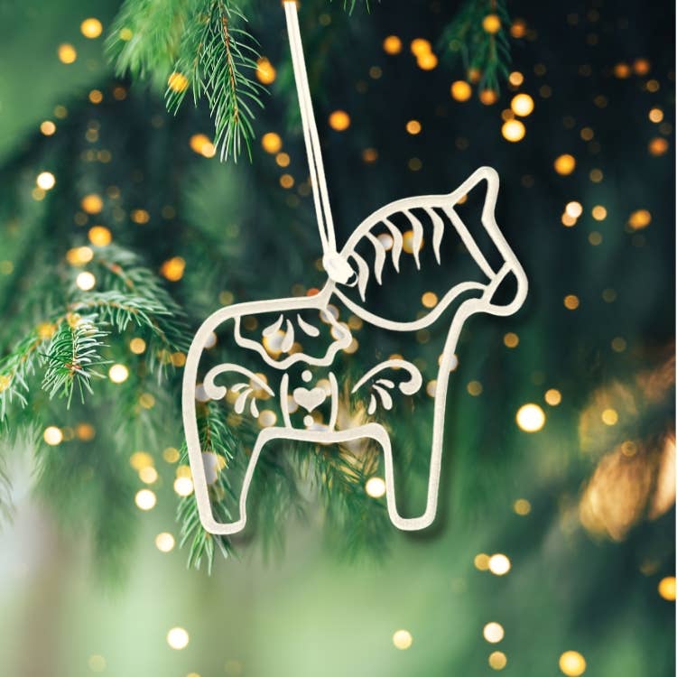 Scandinavian Hearts - Wholesale Ornament - Dala Horse Clear Acrylic Laser Cut Hanging Home Decor1