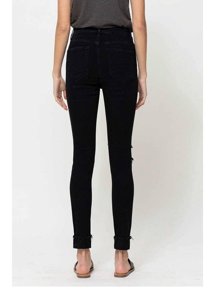 OVER YOU HIGH RISE DISTRESSED FRAYED CUFFED SKINNY JEANS F4081 for wholesale on Faire