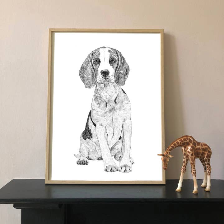 Beagle A4 Print for wholesale by Ros Shiers
