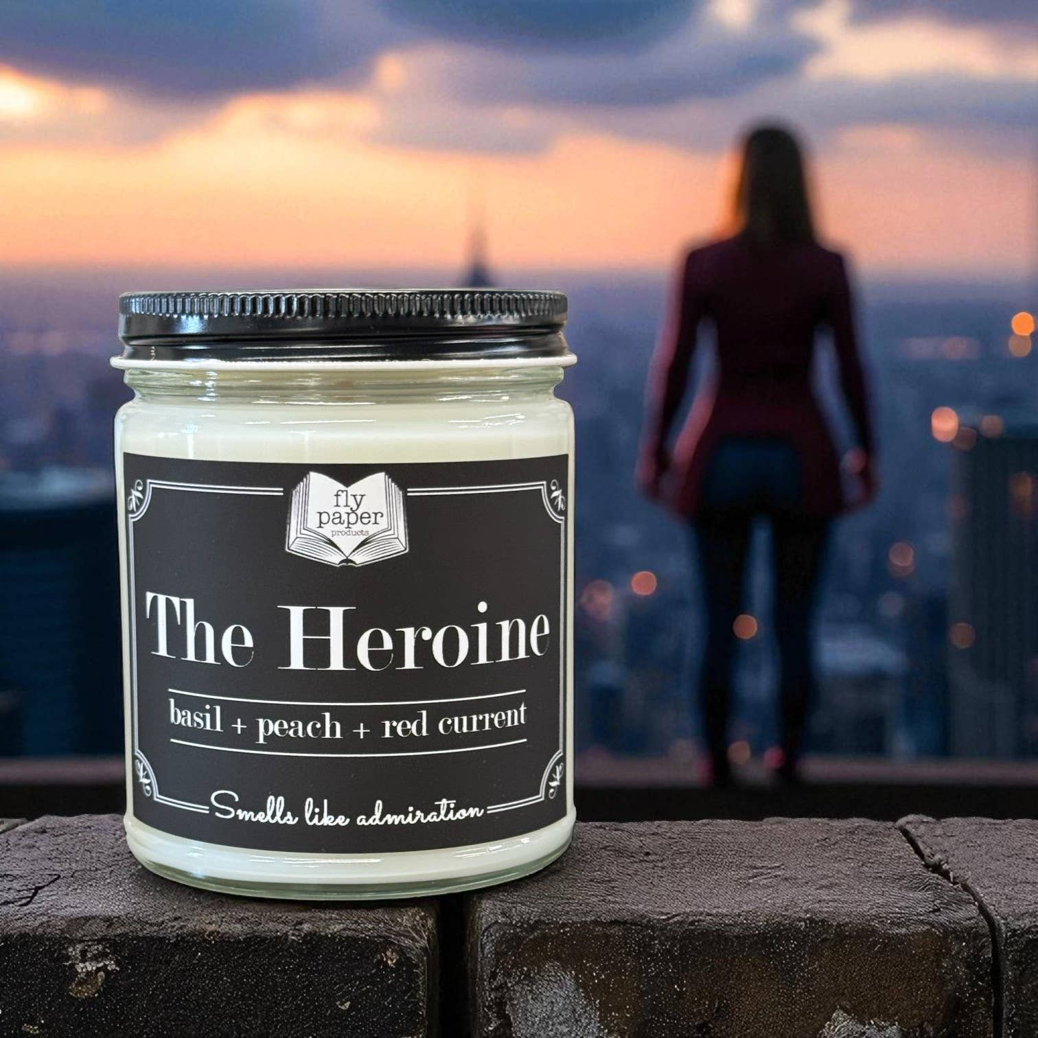 Fly Paper Products - Wholesale Jar/Filled Candle - *New Scent* The Heroine 9oz Candle Basil + Peach + Currant1