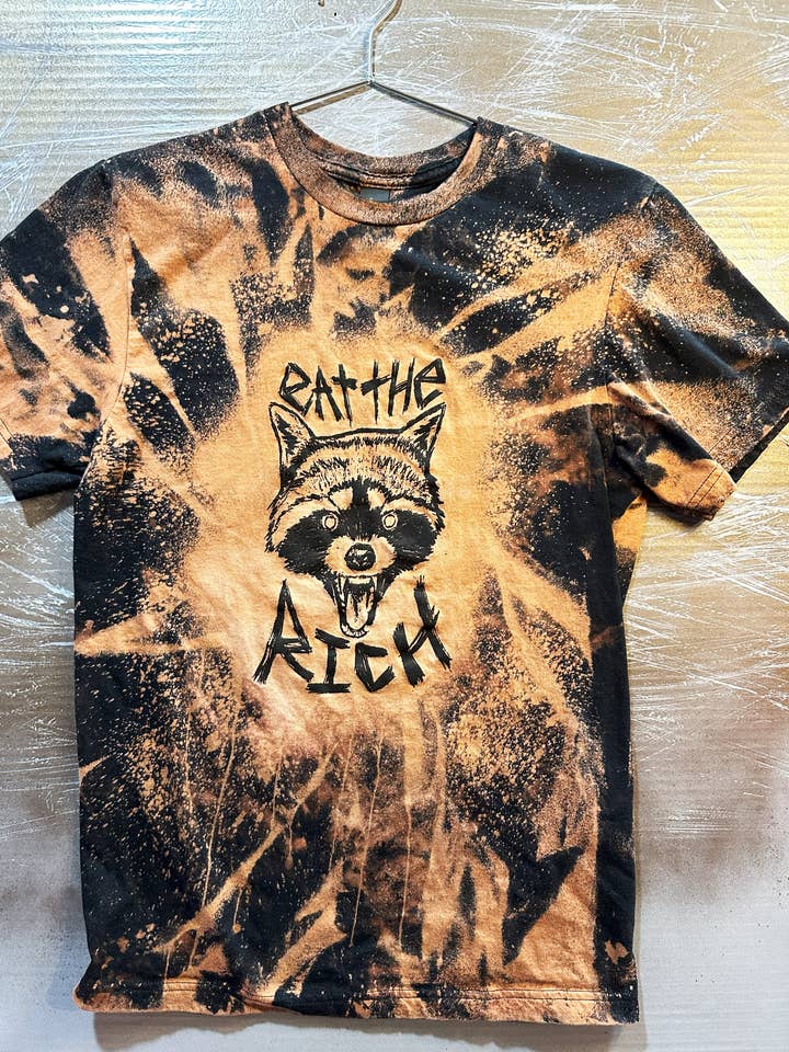 Eat The Rich Raccoon Bleached Tshirt for wholesale by DEUS DETRITUS